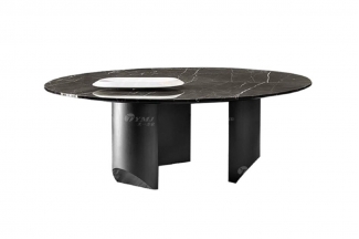 极简风格家具品牌LUTUBE视频在线观看别墅会所简约现代黑钛钢岩板圆餐台