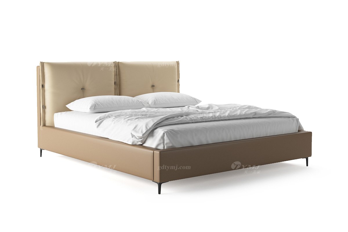 极简风格家具品牌LUTUBE视频在线观看别墅会所简约舒适实木进口小黄牛皮床