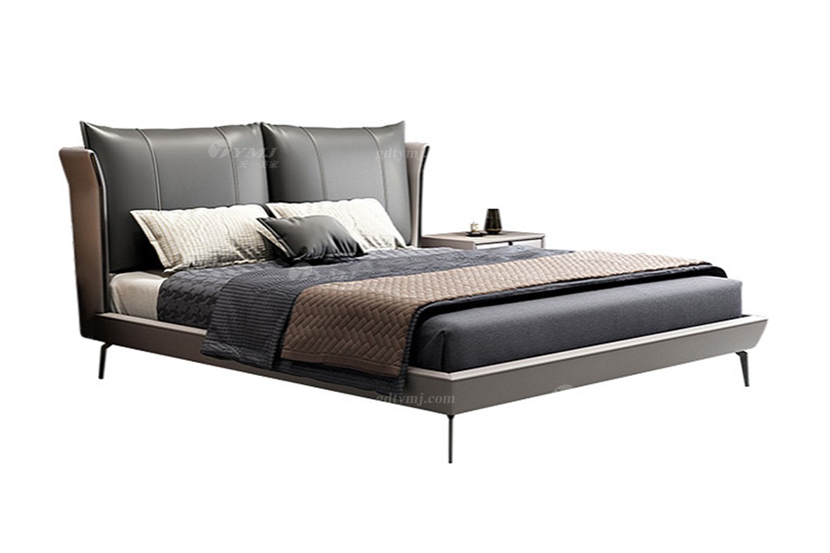 极简风格家具品牌LUTUBE视频在线观看别墅会所简约舒适进口小黄牛皮床1.8米