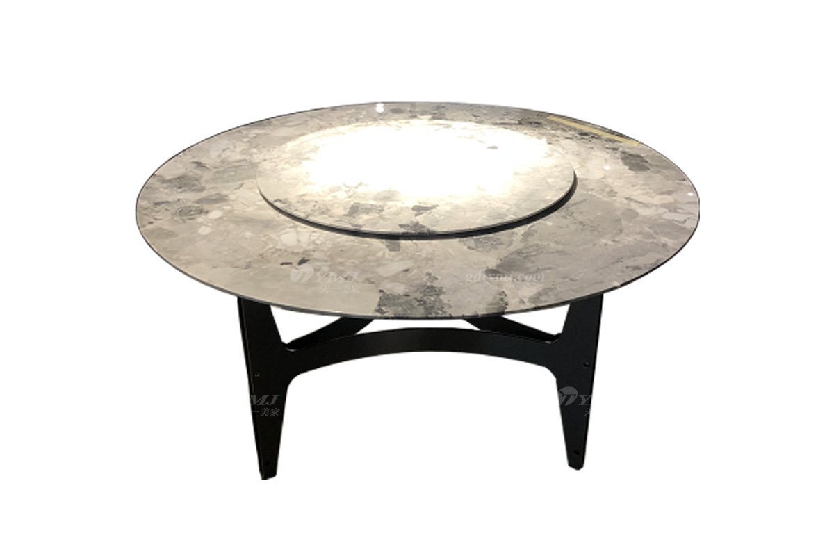 极简风格家具LUTUBE视频在线观看别墅会所简约钛钢+大理石圆餐台