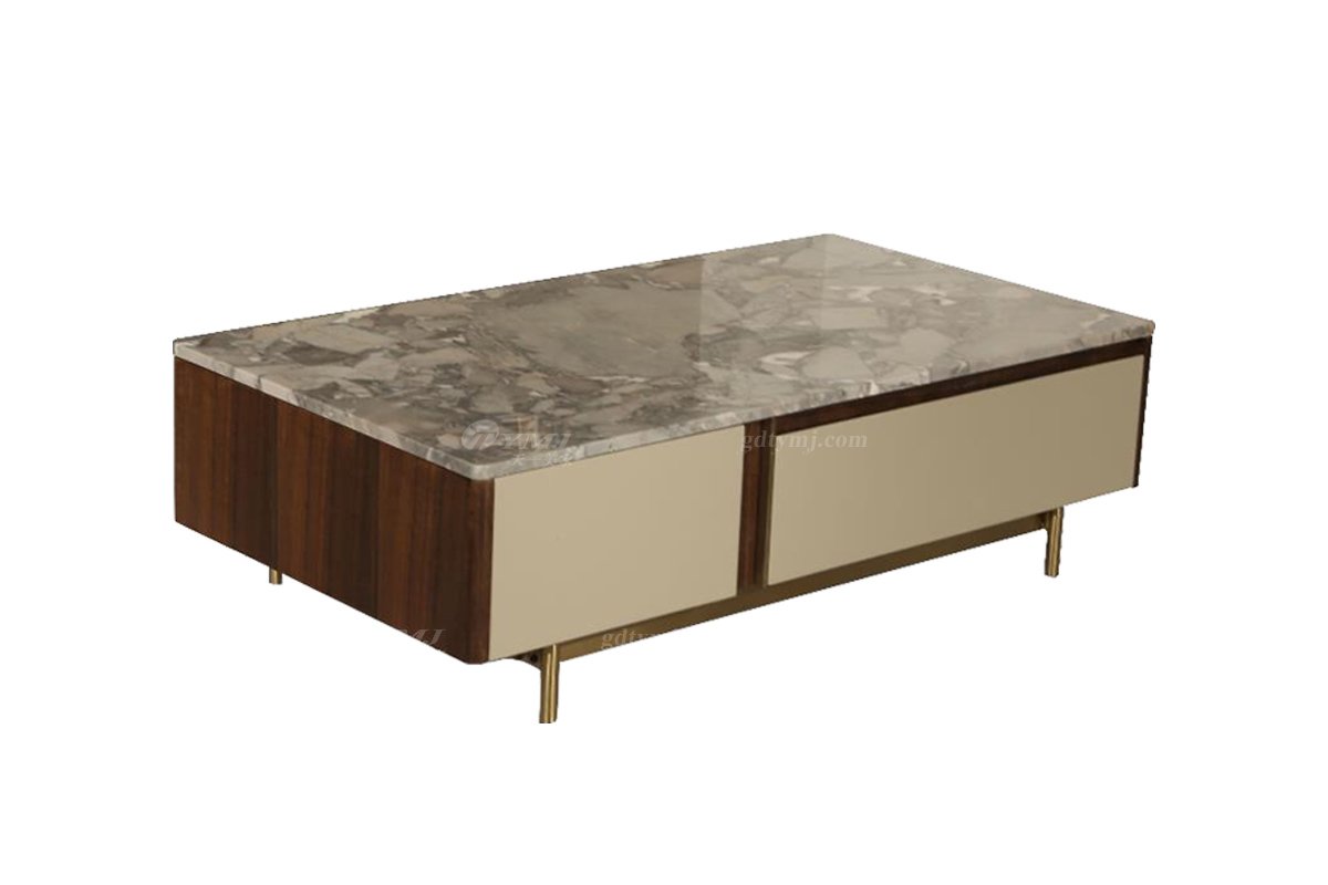 极简风格家具LUTUBE视频在线观看别墅会所简约香槟金五金+大理石茶几