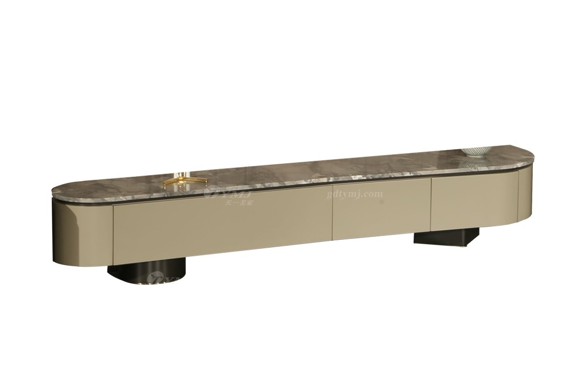 极简风格家具LUTUBE视频在线观看别墅会所大宅家用香槟金+天然大理石电视柜