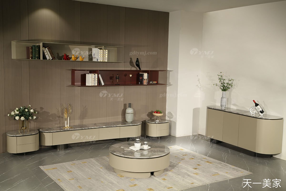 极简风格家具LUTUBE视频在线观看别墅会所大宅家用香槟金+天然大理石电视柜D622电视柜