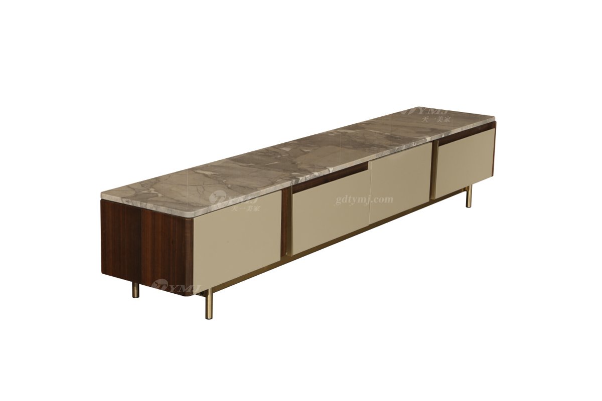 极简风格家具LUTUBE视频在线观看别墅会所大宅家用香槟金+天然大理石地柜