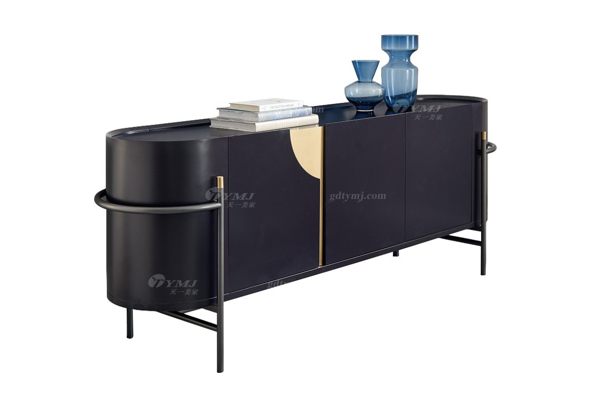 极简风格家具LUTUBE视频在线观看别墅会所大宅简约E0级环保板黑色餐边柜