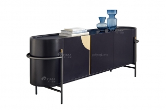 极简风格家具LUTUBE视频在线观看别墅会所大宅简约E0级环保板黑色餐边柜