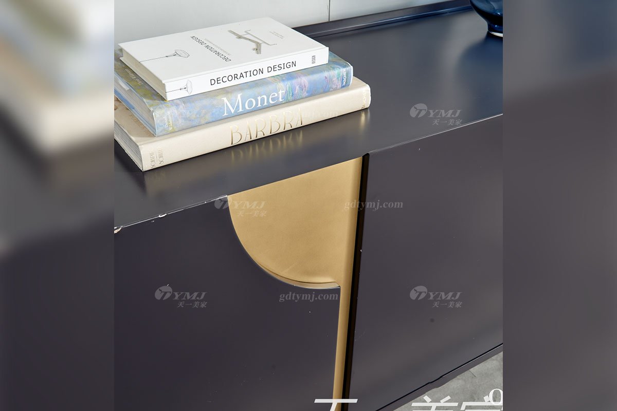 极简风格家具LUTUBE视频在线观看别墅会所大宅简约E0级环保板黑色餐边柜WD601餐边柜细节