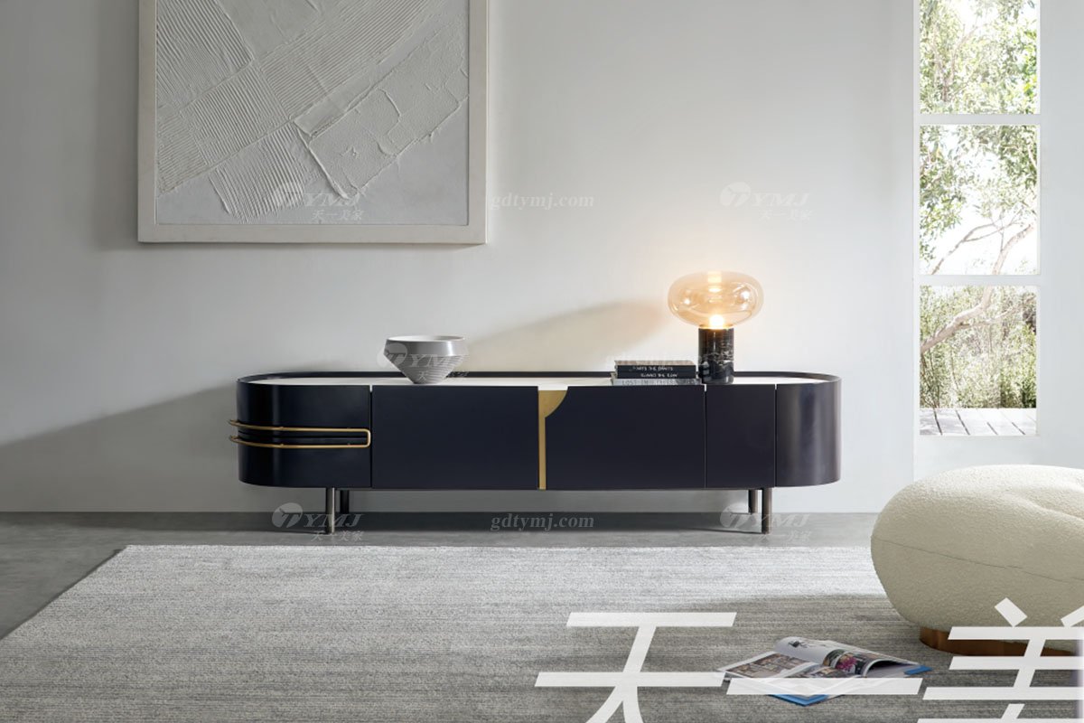 极简风格家具LUTUBE视频在线观看别墅会所大宅简约E0级环保板黑色电视柜WD601电视柜场景