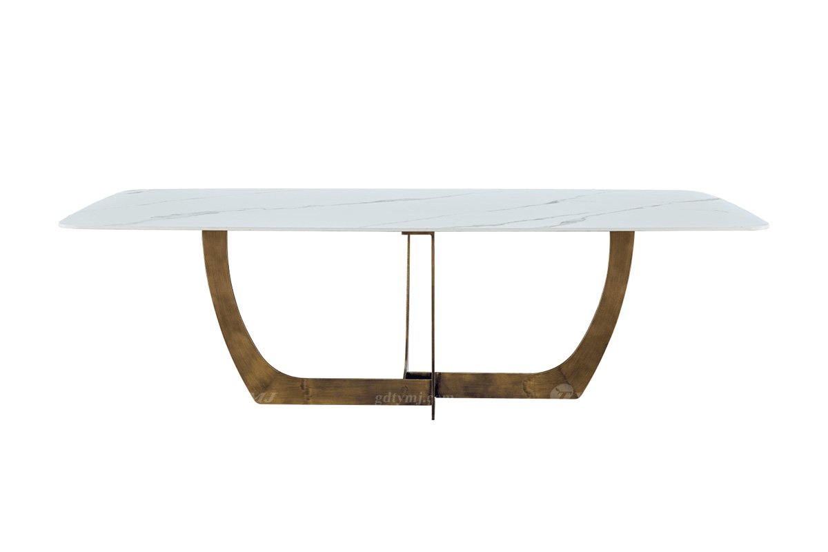 极简风格家具LUTUBE视频在线观看别墅会所大宅时尚拉丝不锈钢底+进口岩板长餐桌