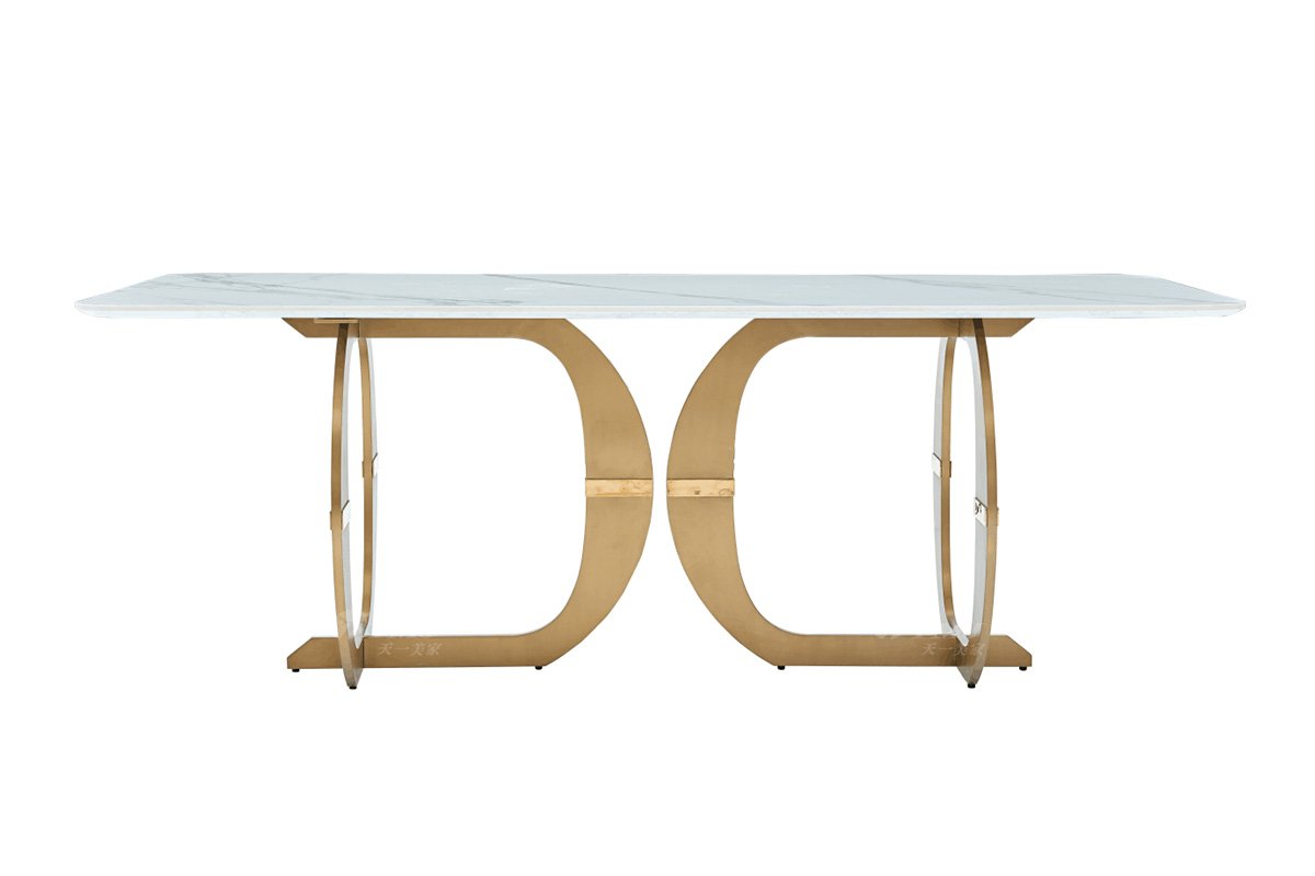 极简风格家具LUTUBE视频在线观看别墅会所大宅简约不锈钢天然大理石长餐桌