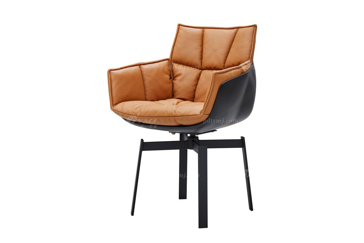 极简风格家具LUTUBE视频在线观看别墅会所大宅时尚创意橙色超纤餐椅