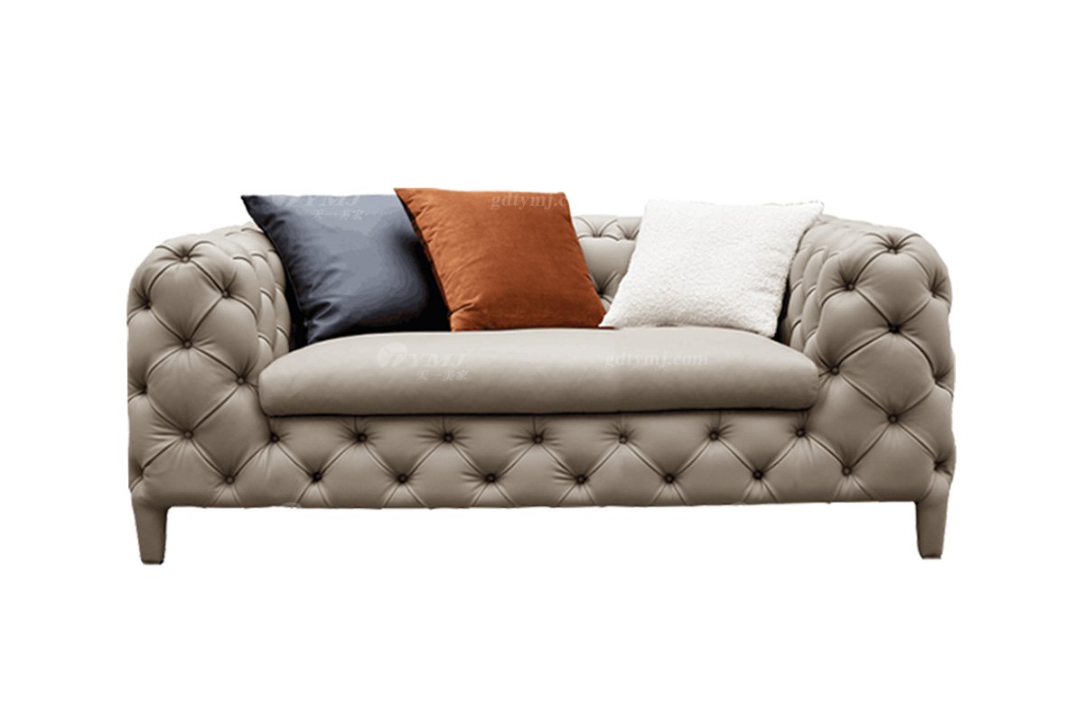 极简风格家具LUTUBE视频在线观看别墅会所大宅简约拉扣实木灰色半皮扶手单位沙发