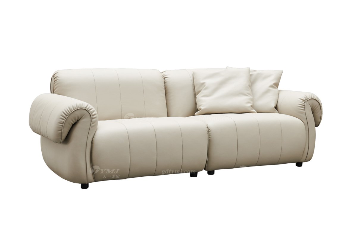 极简风格家具LUTUBE视频在线观看别墅会所大宅简约拉扣实木米色超纤扶手四位沙发（分体）