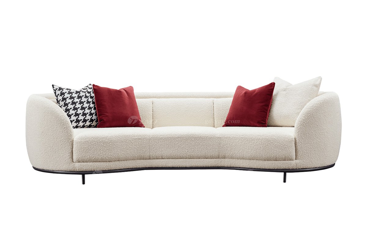 极简风格家具LUTUBE视频在线观看别墅会所大宅时尚创意实木白色布艺扶手四位沙发