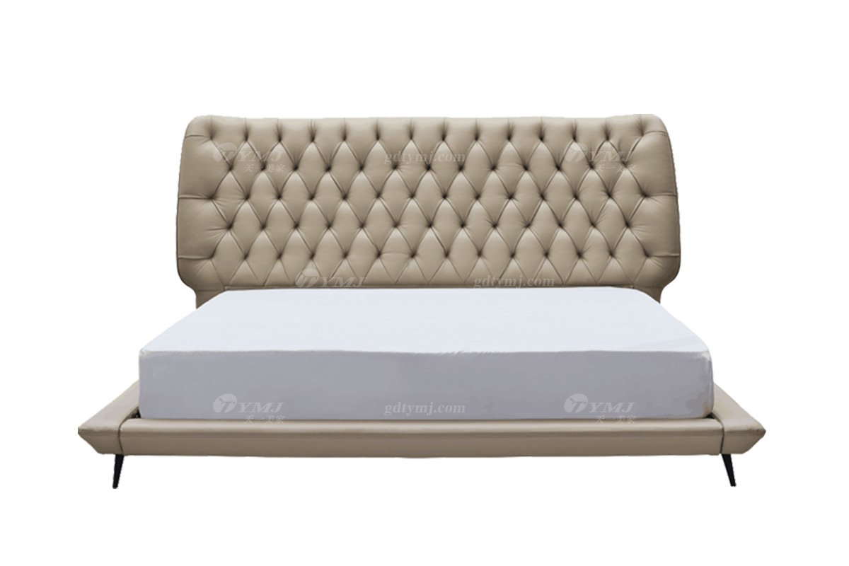 极简风格家具LUTUBE视频在线观看别墅会所大宅时尚创意实木灰色半皮大床