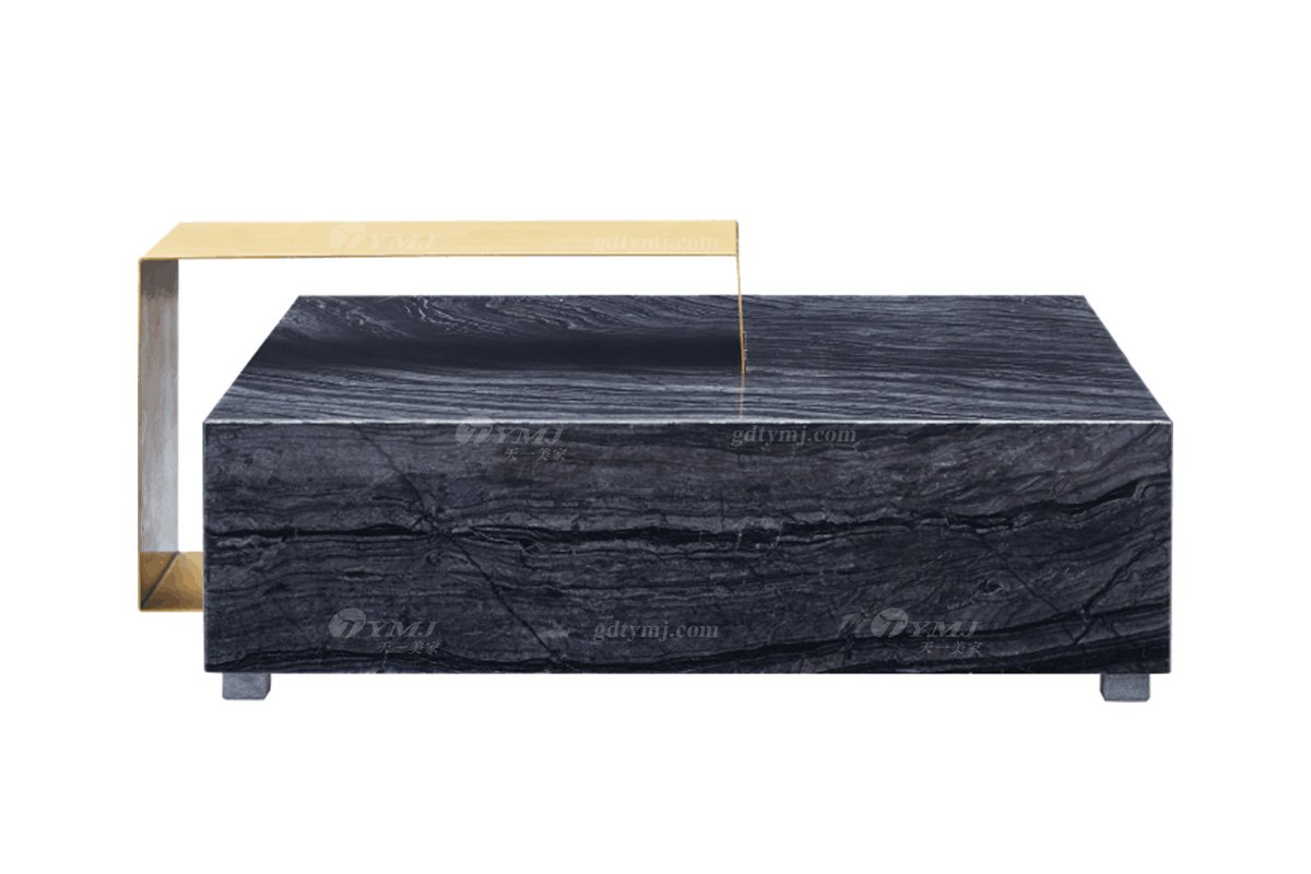 极简风格家具LUTUBE视频在线观看别墅会所大宅简约天然大理石+拉丝不锈钢茶几