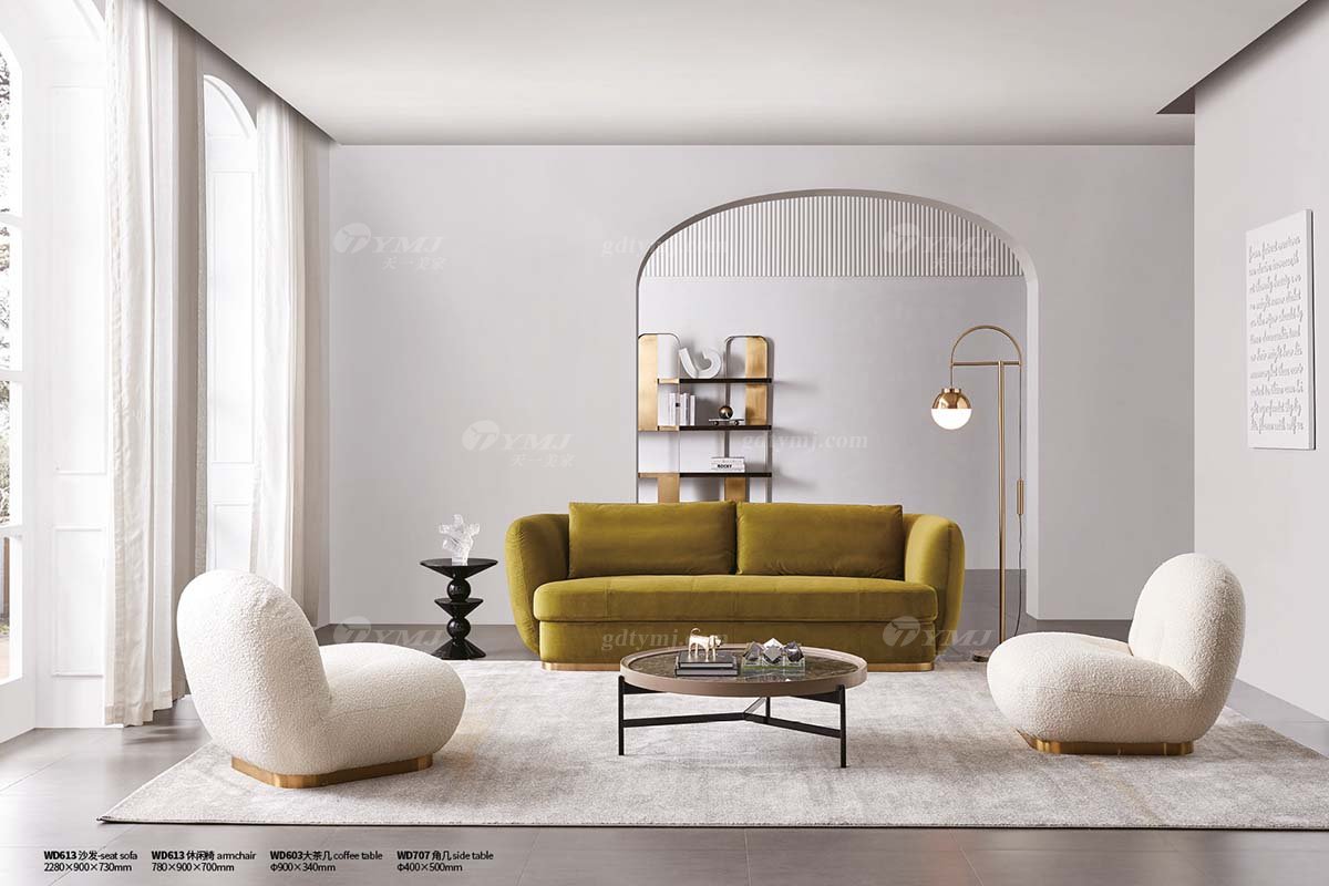 极简风格家具LUTUBE视频在线观看别墅会所大宅时尚创意不锈钢底+白色布艺休闲椅WD613休闲椅