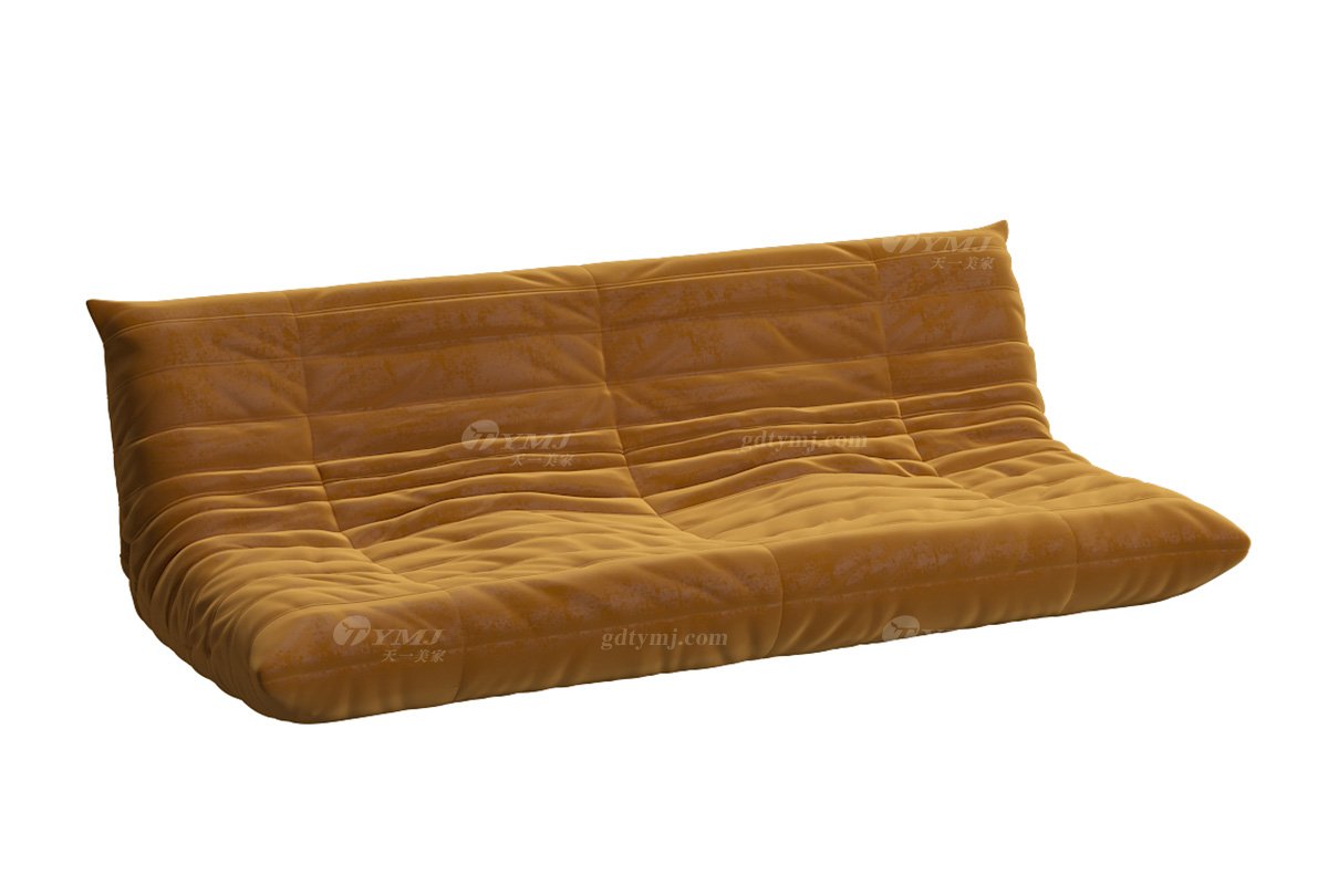 极简风格家具LUTUBE视频在线观看别墅会所大宅简约环保布艺橙色懒人毛毛虫四位沙发