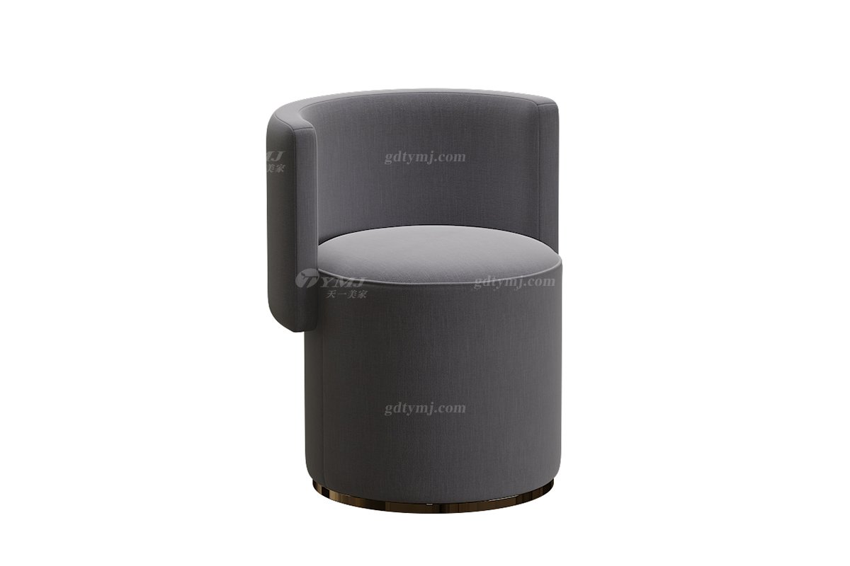 极简风格家具LUTUBE视频在线观看别墅会所大宅舒适时尚不锈钢五金底+灰色布艺实木休闲椅