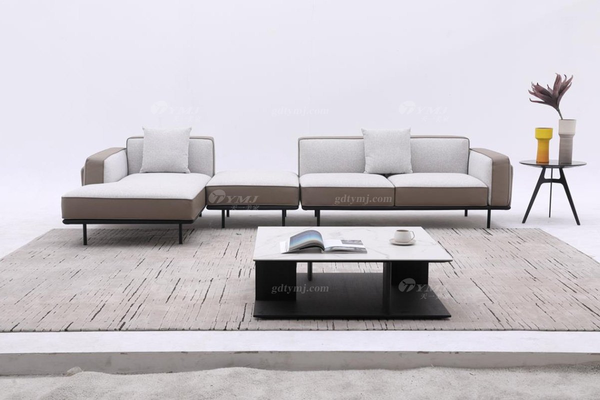 意式极简风格家具LUTUBE视频在线观看别墅会所大宅时尚简约实木灰色布艺组合沙发F9622组合沙发