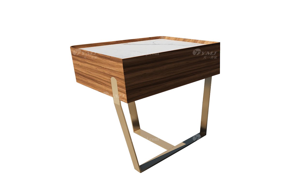 意式极简风格家具LUTUBE视频在线观看别墅会所大宅时尚简约金属+岩板床头柜