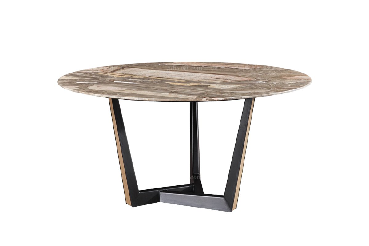 意式极简风格家具LUTUBE视频在线观看别墅会所大宅时尚简约金属+岩板圆餐桌