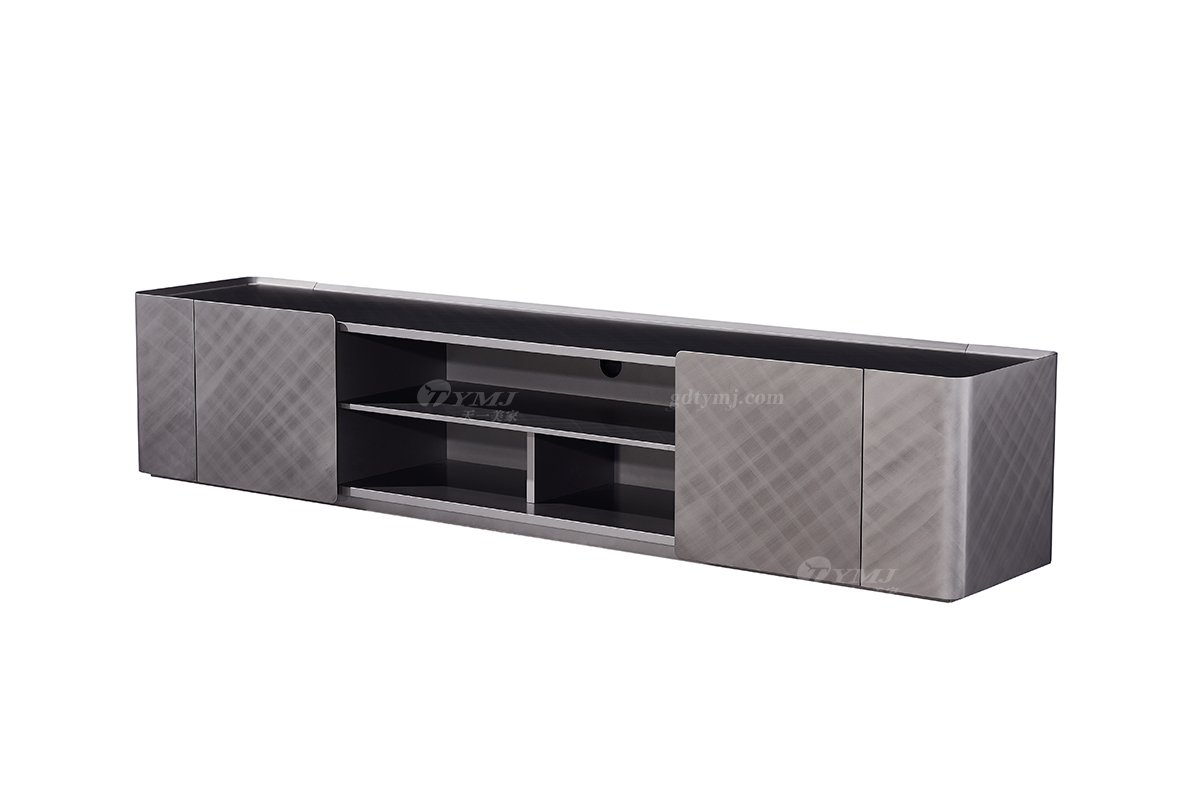 时尚LUTUBE视频在线观看意式极简家具别墅大宅家用精致钛钢灰拉丝金属色地柜电视柜