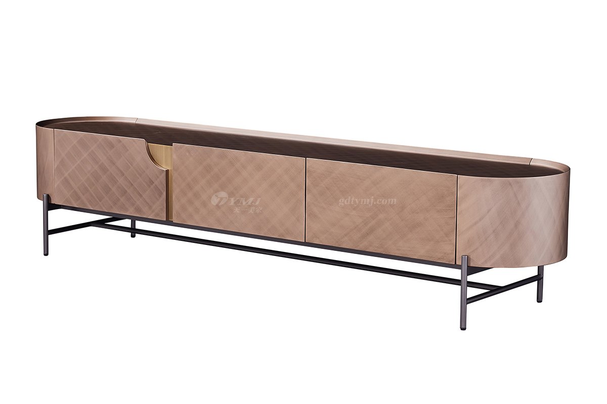 时尚LUTUBE视频在线观看意式极简家具别墅家用豪宅玫瑰金色+金属脚电视柜地柜