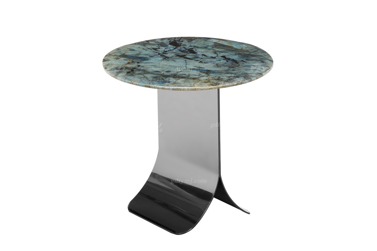 时尚LUTUBE视频在线观看意式极简家具别墅家用豪宅奢石+不锈钢五金小圆几