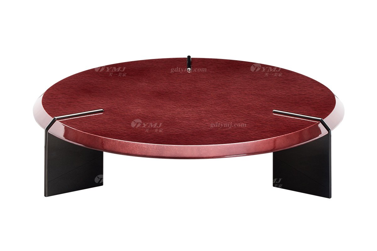时尚LUTUBE视频在线观看意式极简家具别墅家用豪宅奢华酒红色圆茶几