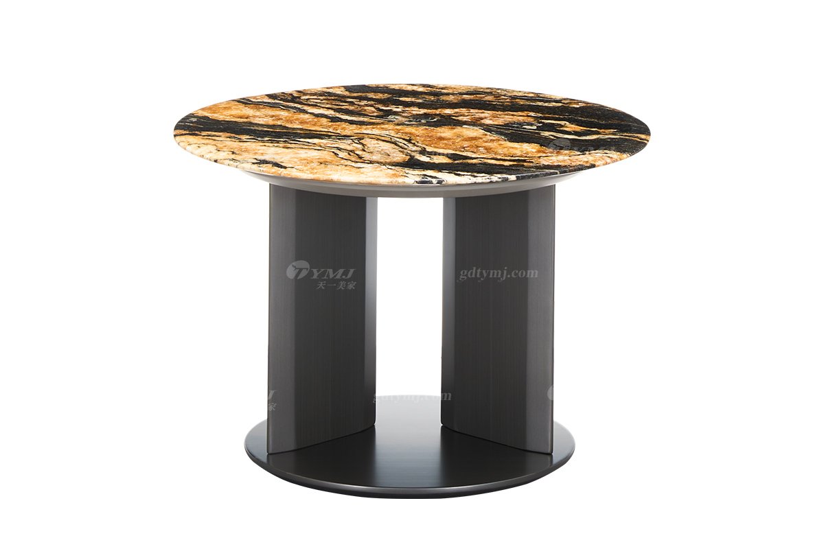 时尚LUTUBE视频在线观看意式极简家具别墅家用豪宅奢石+枪黑金属脚边几