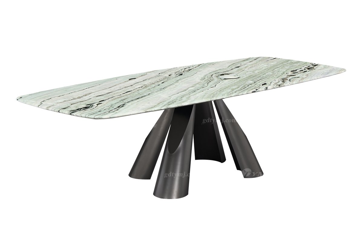 时尚LUTUBE视频在线观看意式极简家具别墅家用豪宅奢华天然大理石+金属底长餐台