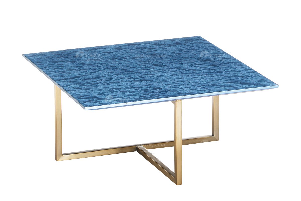 时尚LUTUBE视频在线观看意式极简家具别墅家用豪宅奢华蓝色水波纹小方几