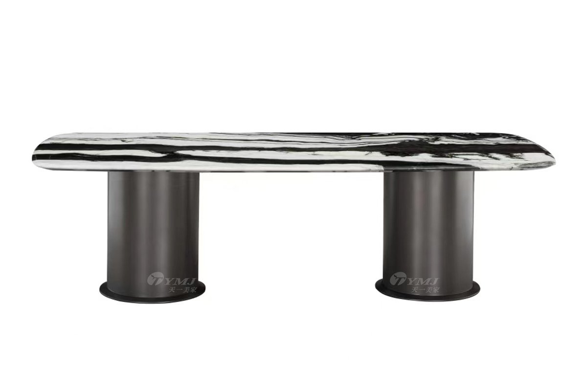 时尚LUTUBE视频在线观看意式极简家具别墅家用大气五金脚+天然大理石长餐台