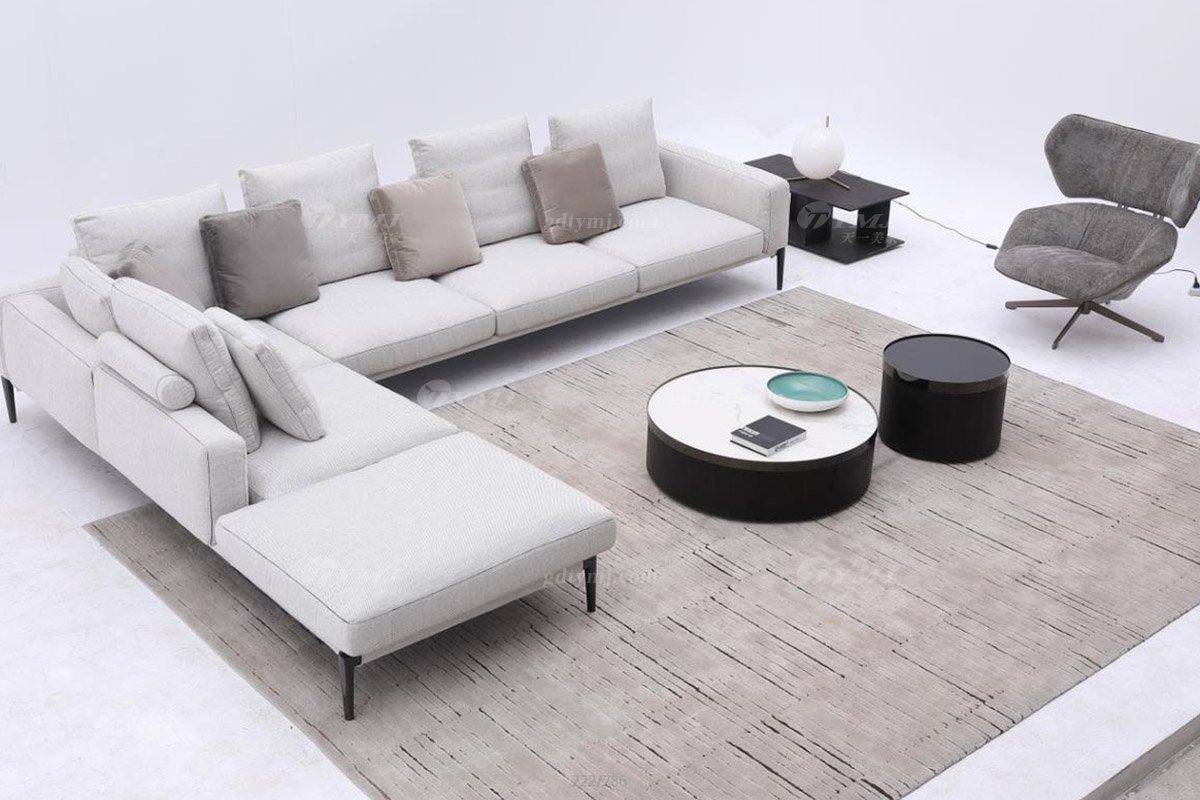 时尚LUTUBE视频在线观看现代极简家具别墅大宅家用真布艺组合多位沙发F9556组合多位沙发