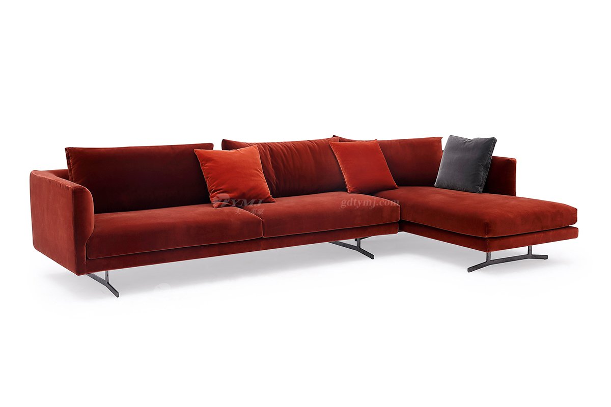 时尚LUTUBE视频在线观看现代极简家具别墅大宅家用布艺红色组合沙发F9562组合沙发1