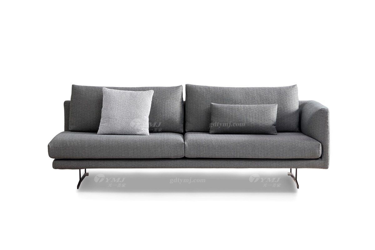 时尚LUTUBE视频在线观看现代极简家具别墅大宅家用灰色布艺单扶手三位沙发