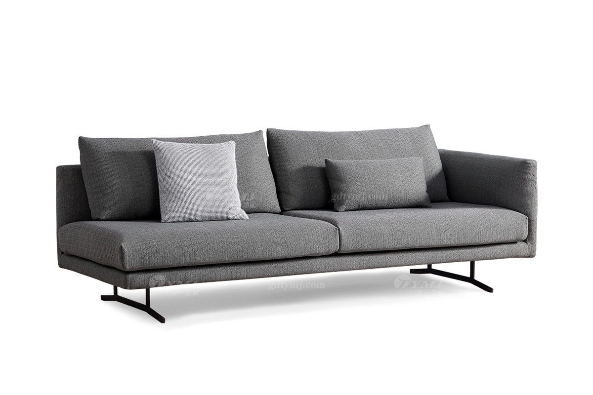 时尚LUTUBE视频在线观看现代极简家具别墅大宅家用灰色布艺单扶手三位沙发F9562三位沙发