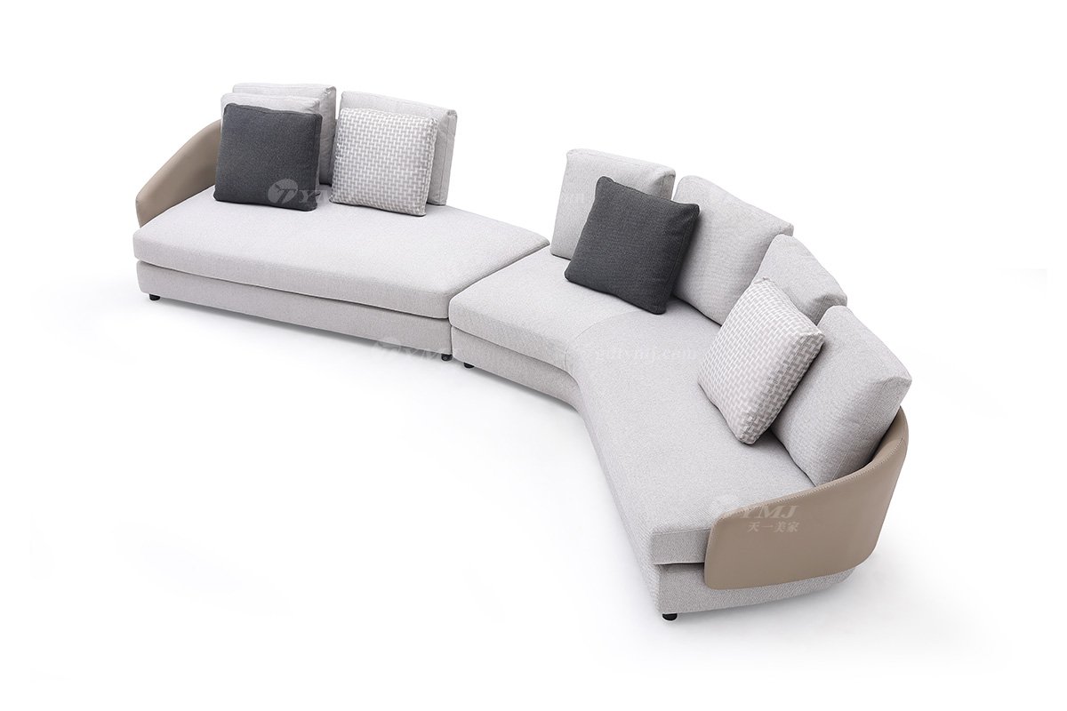 时尚LUTUBE视频在线观看现代极简家具别墅大宅家用舒灰色布艺转角沙发F9603B沙发1