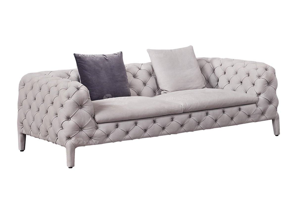 时尚LUTUBE视频在线观看现代极简家具别墅大宅大户型舒适大气灰色拉扣全皮二位沙发