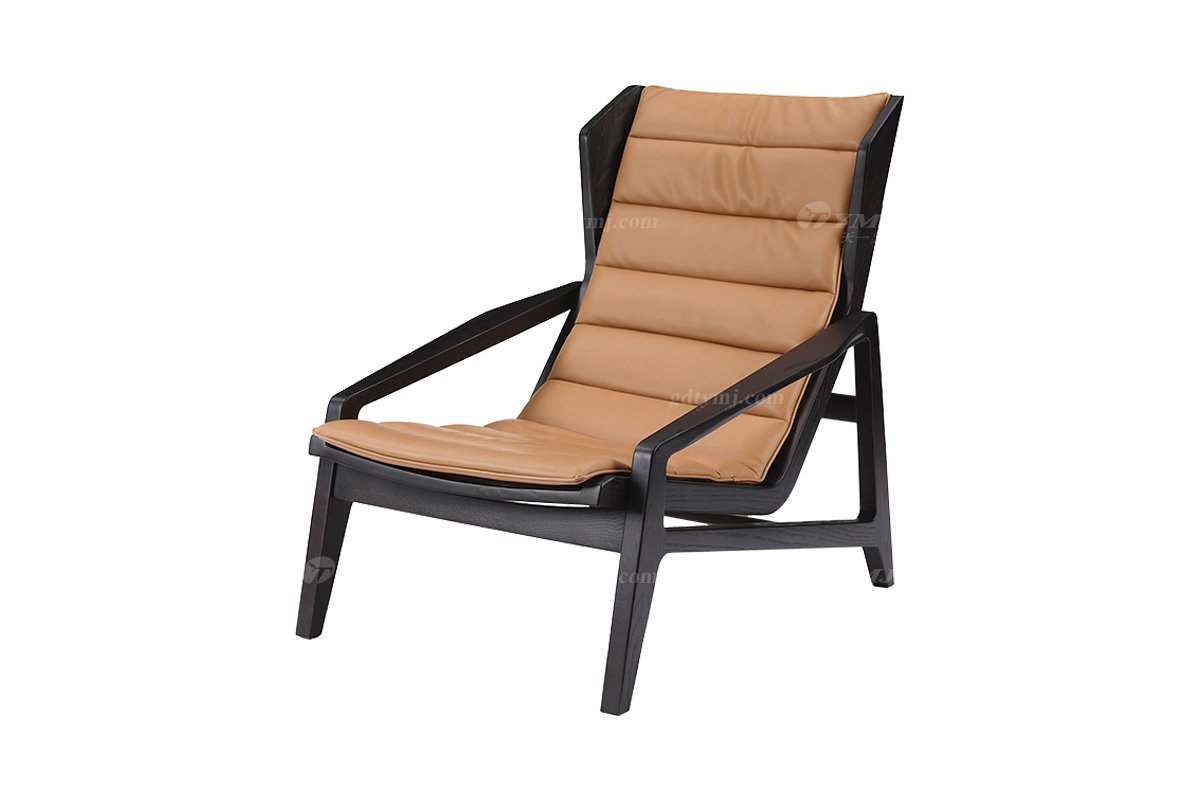 时尚LUTUBE视频在线观看现代简约家具家用别墅舒适黑色烤漆实木休闲椅3112-1