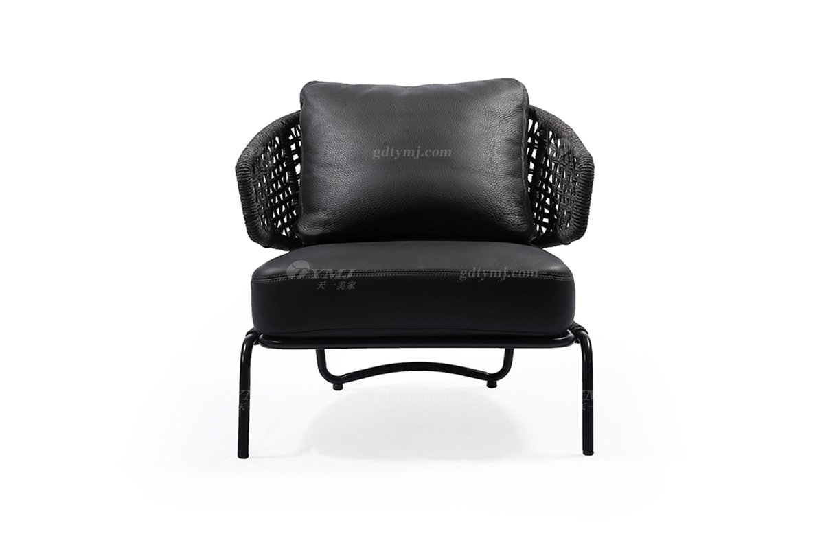 时尚LUTUBE视频在线观看现代简约家具家用别墅舒适铁艺+皮艺休闲椅