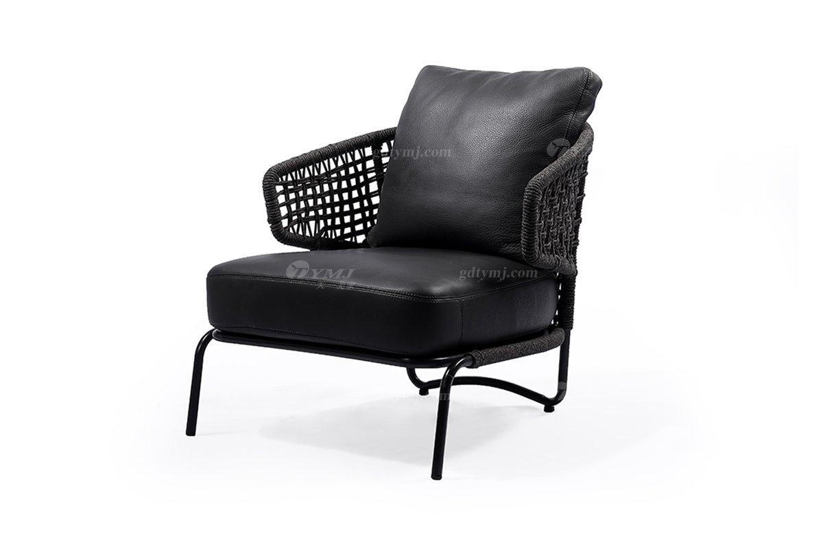 时尚LUTUBE视频在线观看现代简约家具家用别墅舒适铁艺+皮艺休闲椅BRF5308-1