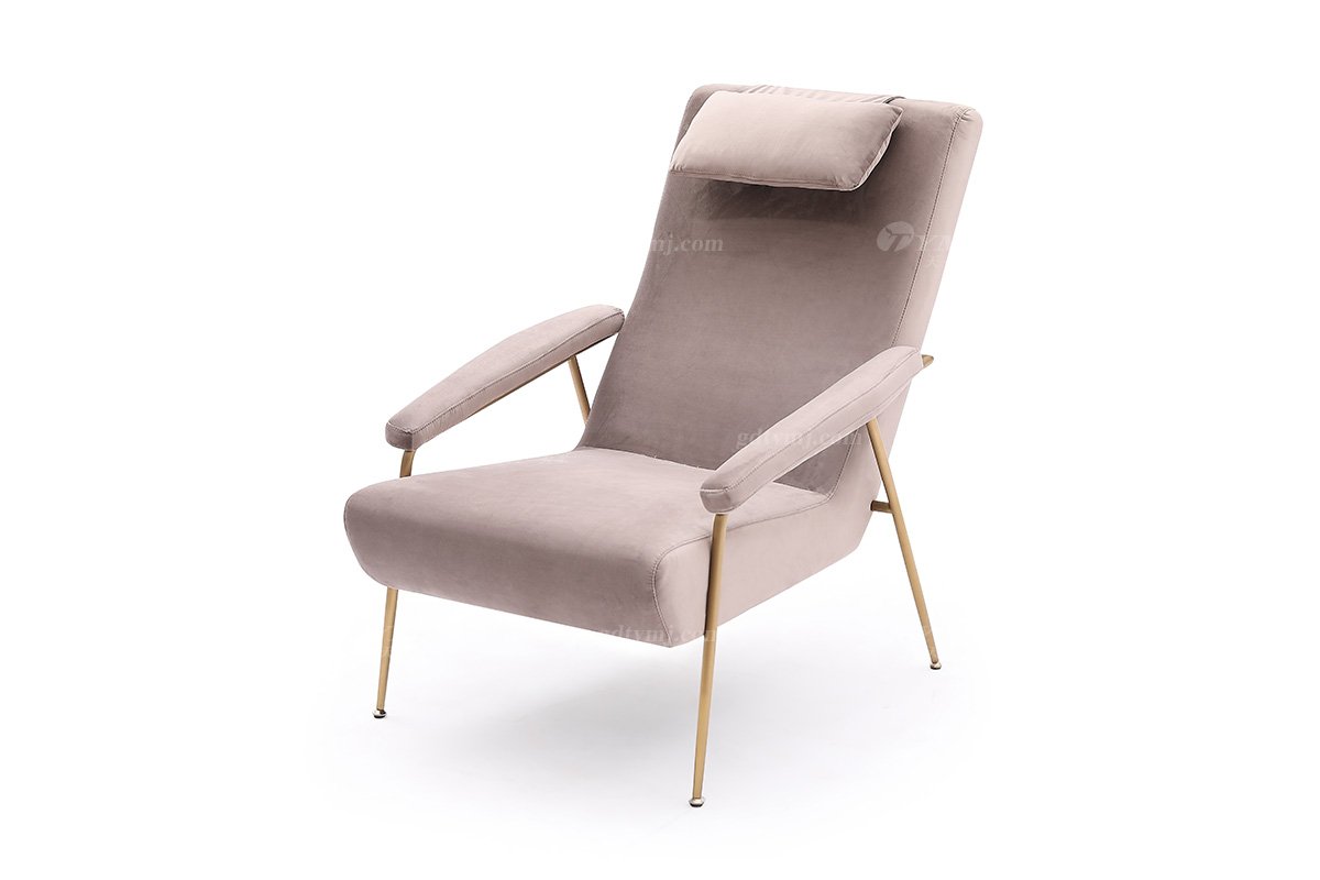 时尚LUTUBE视频在线观看现代简约家具家用别墅舒适绒布艺休闲椅躺椅BRF6536-1卡其色款