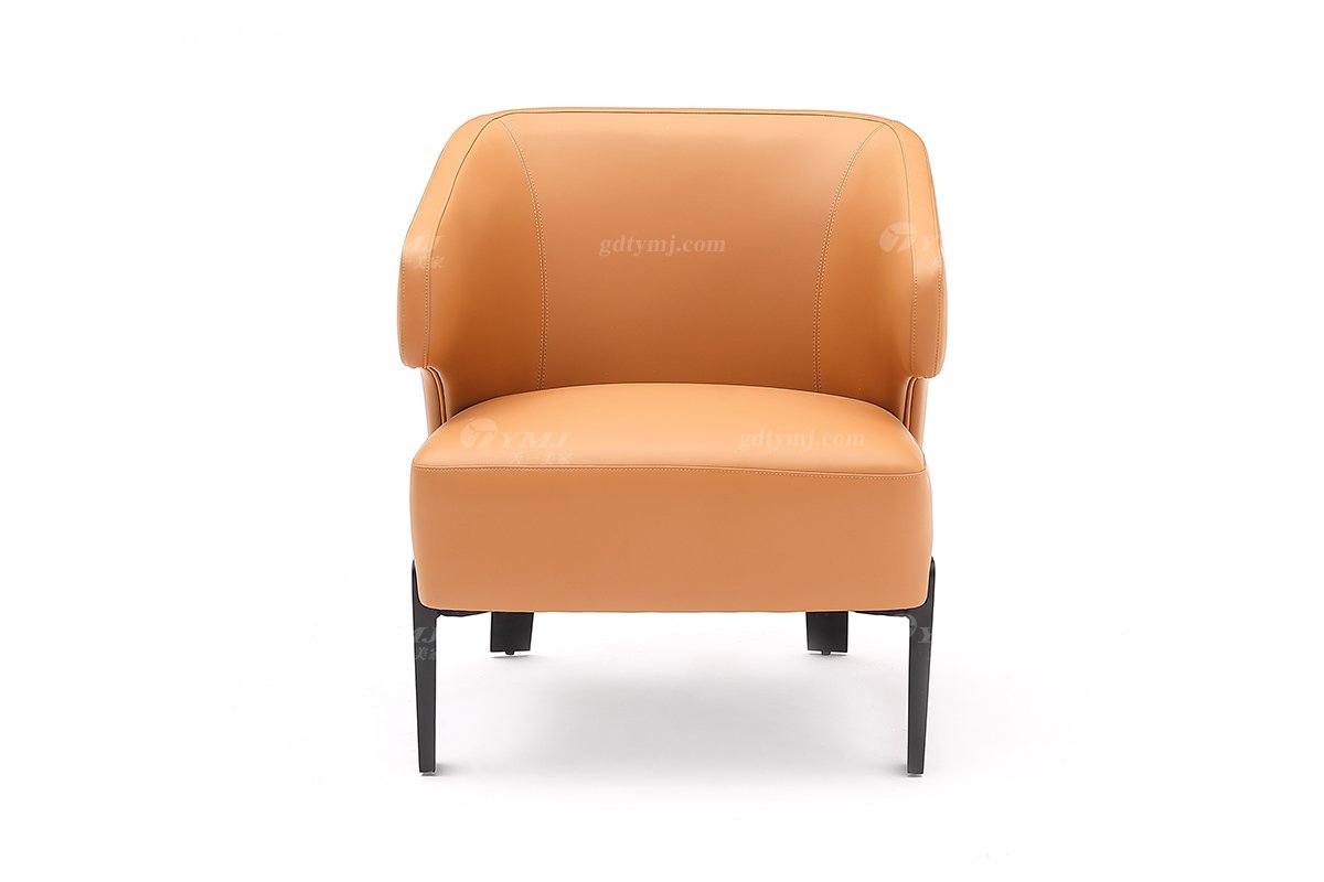 时尚LUTUBE视频在线观看现代简约家具家用别墅舒适橙色皮艺单位沙发