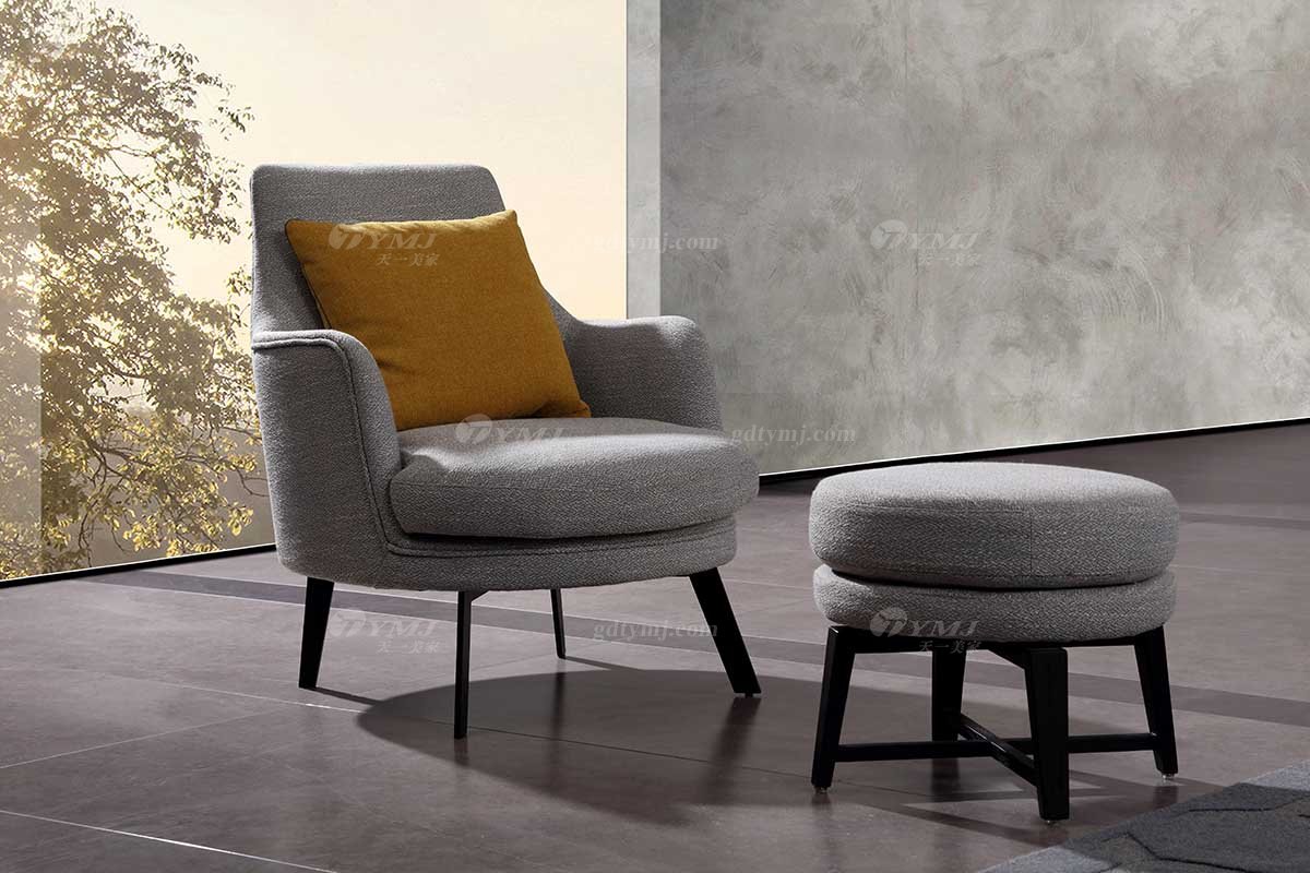 时尚LUTUBE视频在线观看现代简约家具家用别墅舒适灰色布艺休闲椅W1087-2
