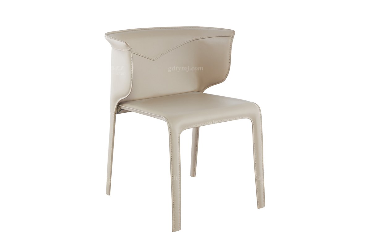 现代简约家具LUTUBE视频在线观看别墅会所家用时尚碳素钢皮艺餐椅DT809（卡其色）