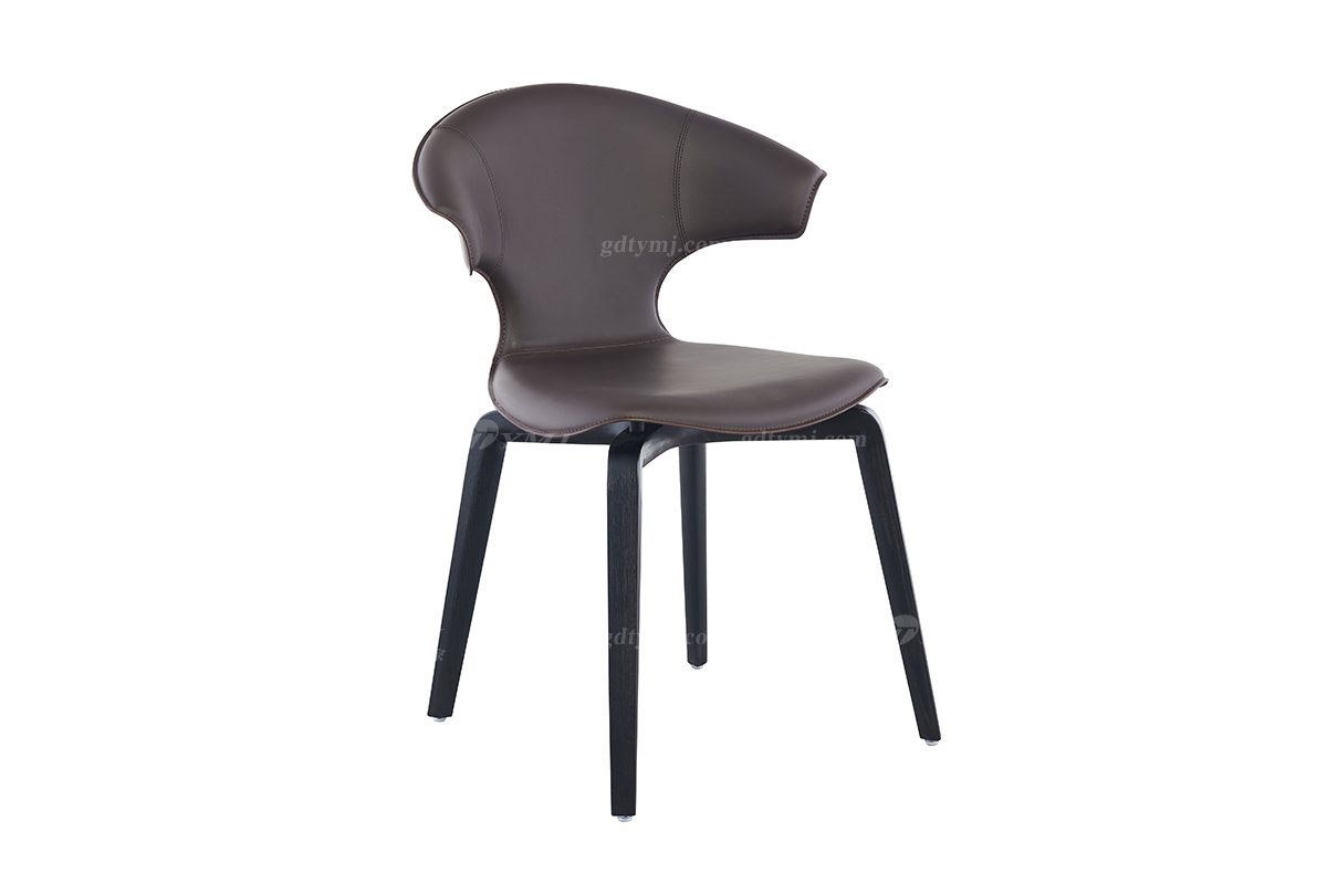 现代简约家具LUTUBE视频在线观看别墅会所家用时尚实木+真皮餐椅