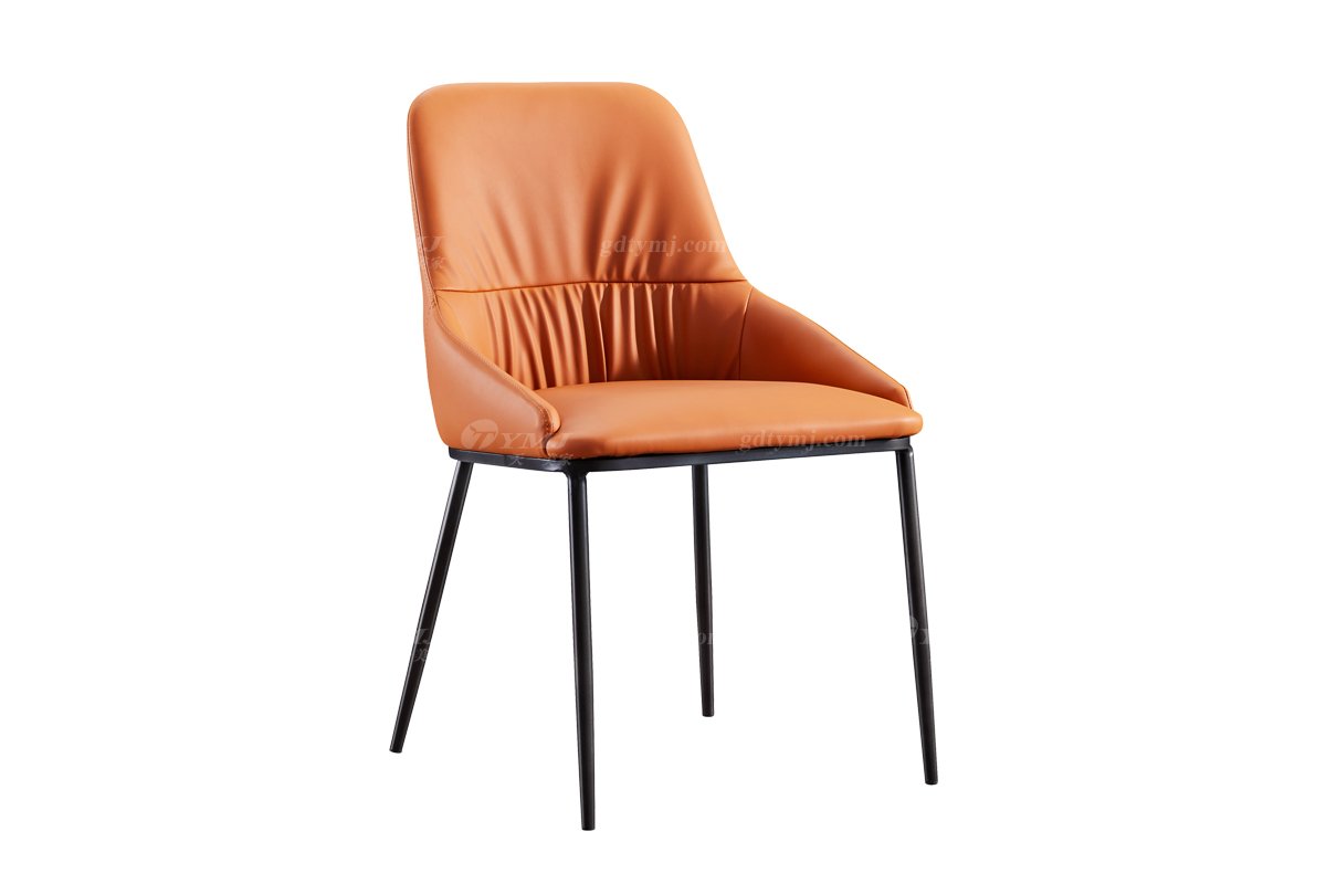 现代简约家具LUTUBE视频在线观看别墅会所家用时尚网红款橙色皮艺餐椅