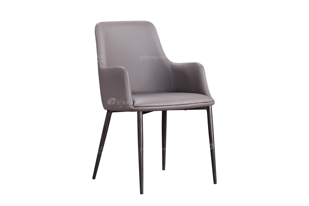 现代简约家具LUTUBE视频在线观看别墅会所家用时尚网红款灰色真皮餐椅